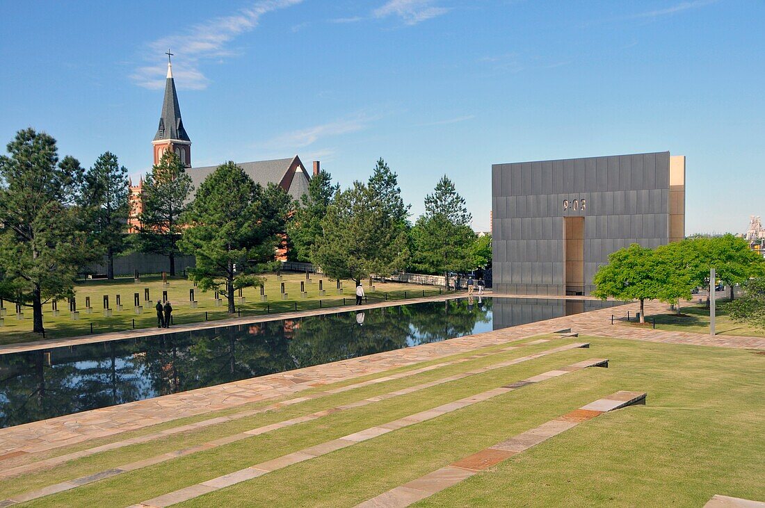 Wall marking time of bombing 9:03 Oklahoma City Bombing Site Alfred P Murrah Building National Memorial