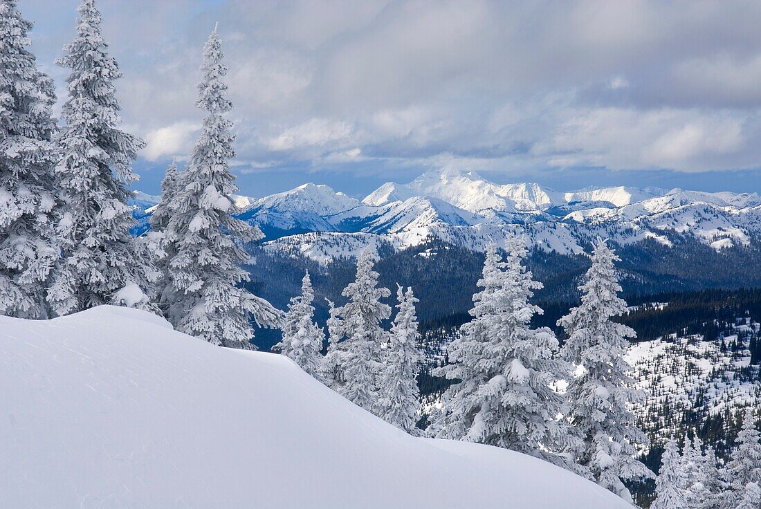 Winter view from Big Buck Mountain, Manning Provincial Park British Columbia Canada