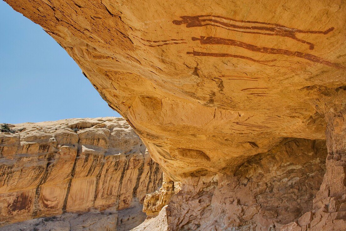 Barrier style pictographs on ceiling of alcove in Wild Horse Canyon, San Rafael Reef Utah