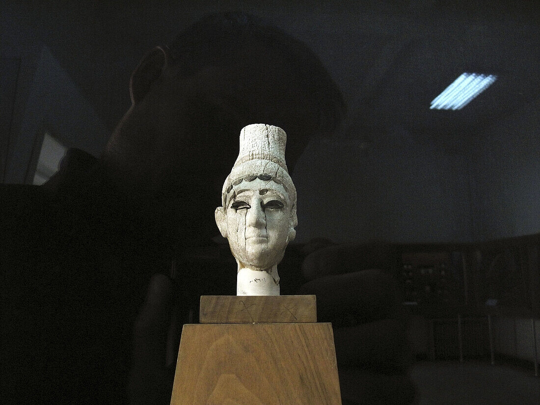 Ivory and gold head from Ugarit preserved in the National Museum of Damascus, Syria