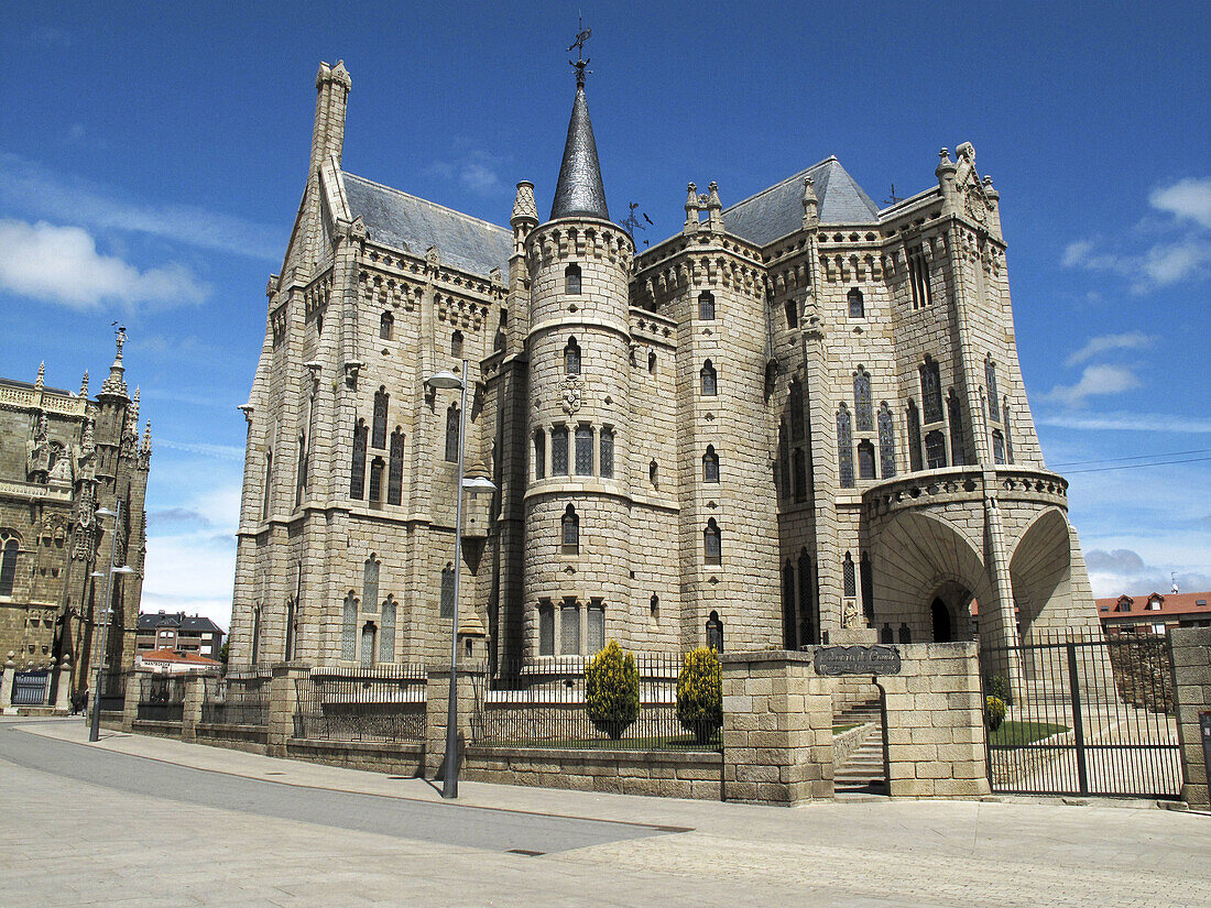Episcopal Palace (19th century) by architect Gaudi, Astorga. Leon province, Castilla-Leon, Spain