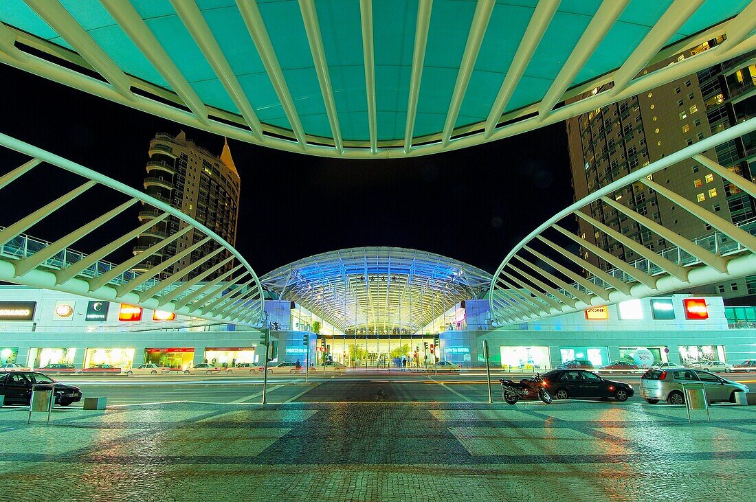 Vasco da Gama shopping centre at dusk, Parque das Nações, Lisbon, Portugal