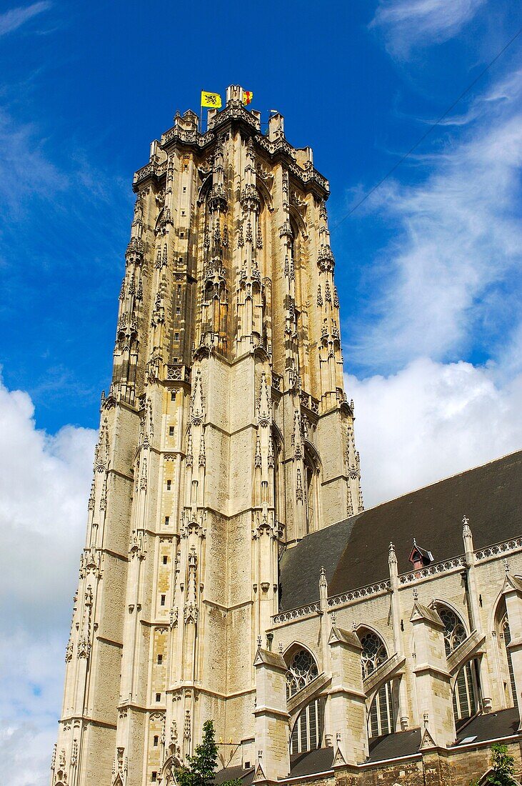 St. Rumbold's Cathedral, Grote Markt, Mechelen. Malines. Flemish Region, Belgium