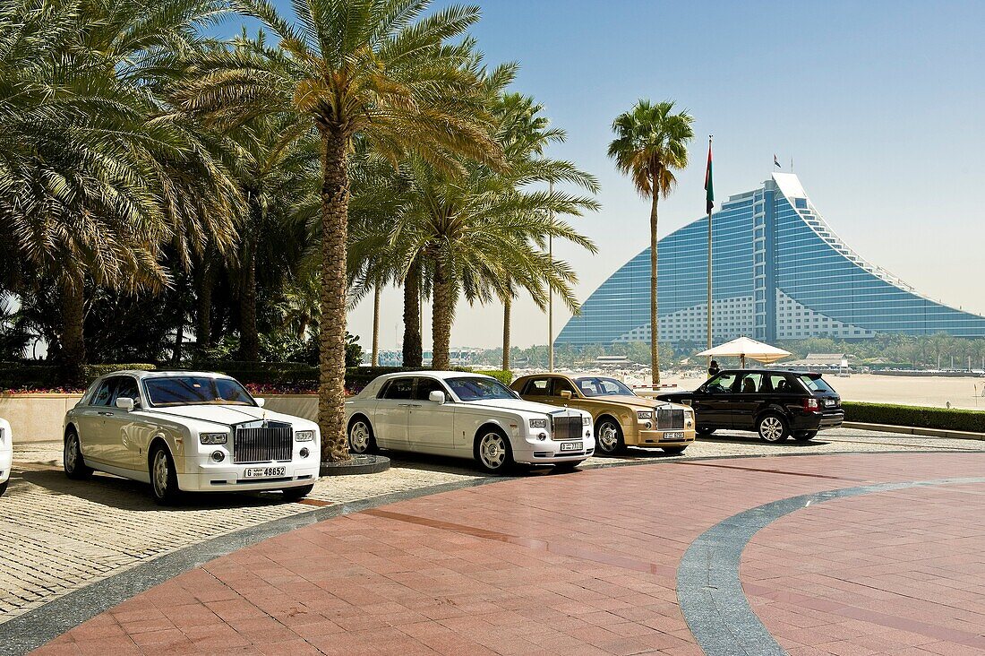 Rolls Royce limousines, Burj al Arab Hotel, Dubai, United Arab Emirates