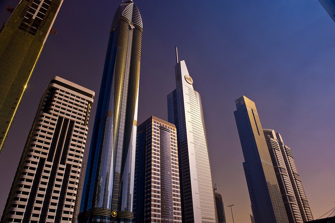 Skyscrapers on Sheik Zayed Road, Dubai, United Arab Emirates
