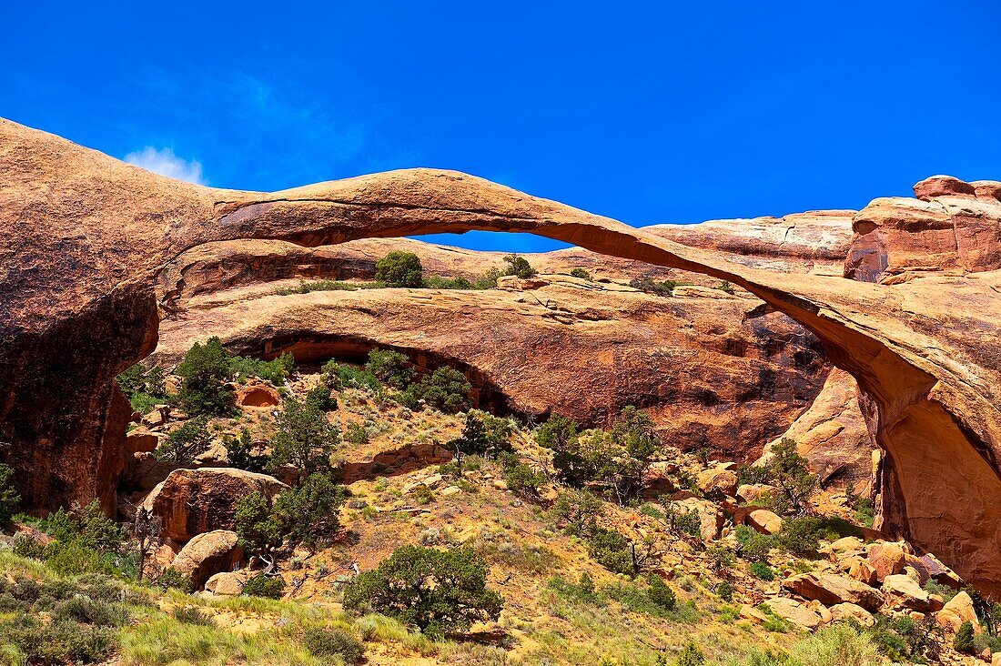 Landscape Arch, Devils Garden Trail, Arches National Park, near Moab, Utah USA