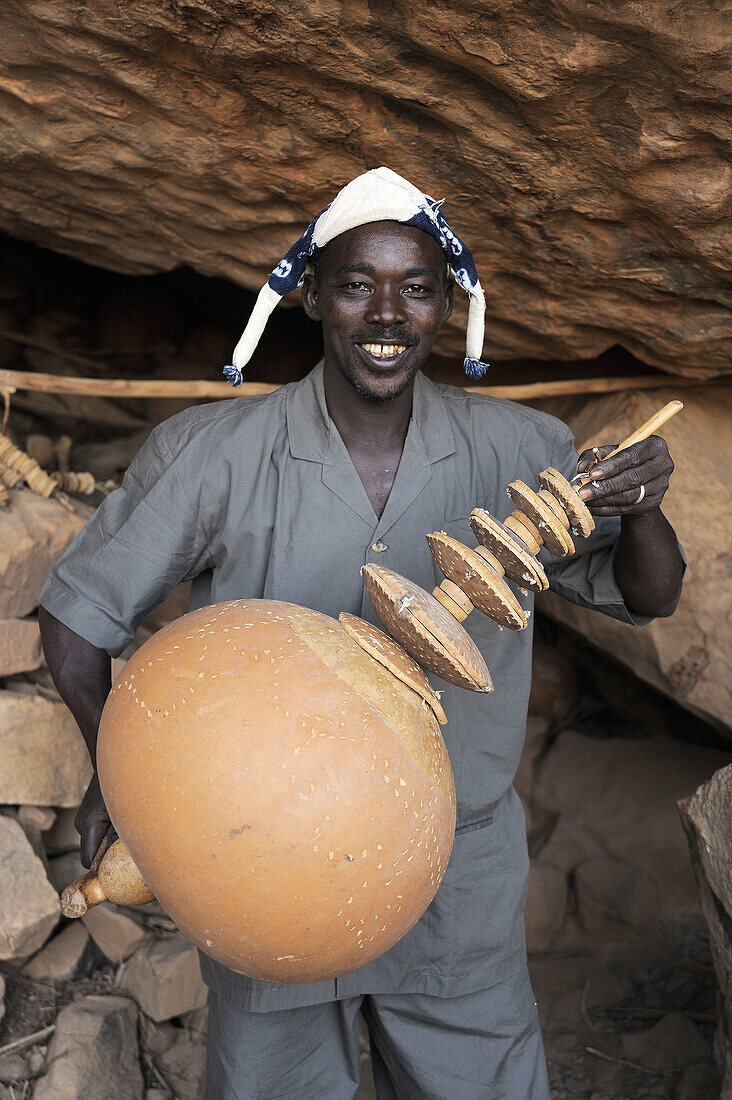 Rattle made of gourd for circumcised children, Songo, Dogon Country, Mali