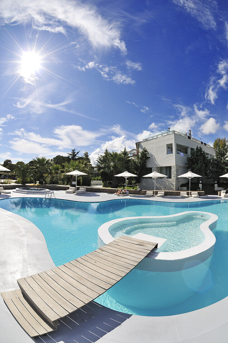 Freibad, Ekies Hotel, Vourvouru, Sithonia, Chalkidiki, Griechenland