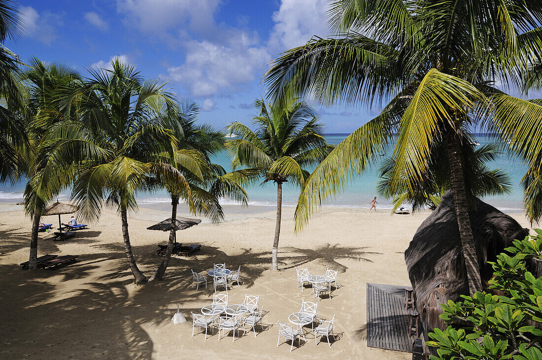 Beachside cafe, Tamarind Beach Hotel, Canouan Island, Saint Vincent, Karibik, Caribbean