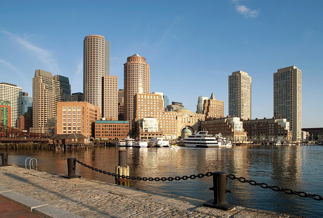 Rowes Wharf skyline view from court house, Boston, MA