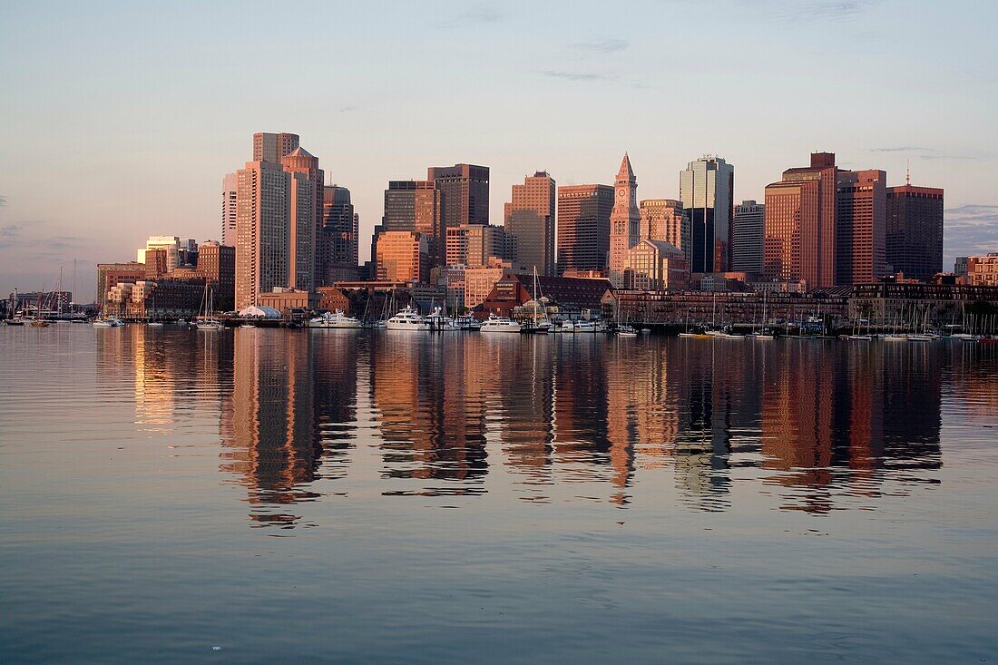 harbor skyline sunrise from East Boston, MA