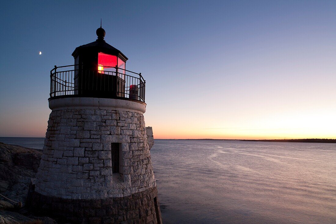 Castle Hill lighthouse, Narragansett Bay evening, Newport, RI
