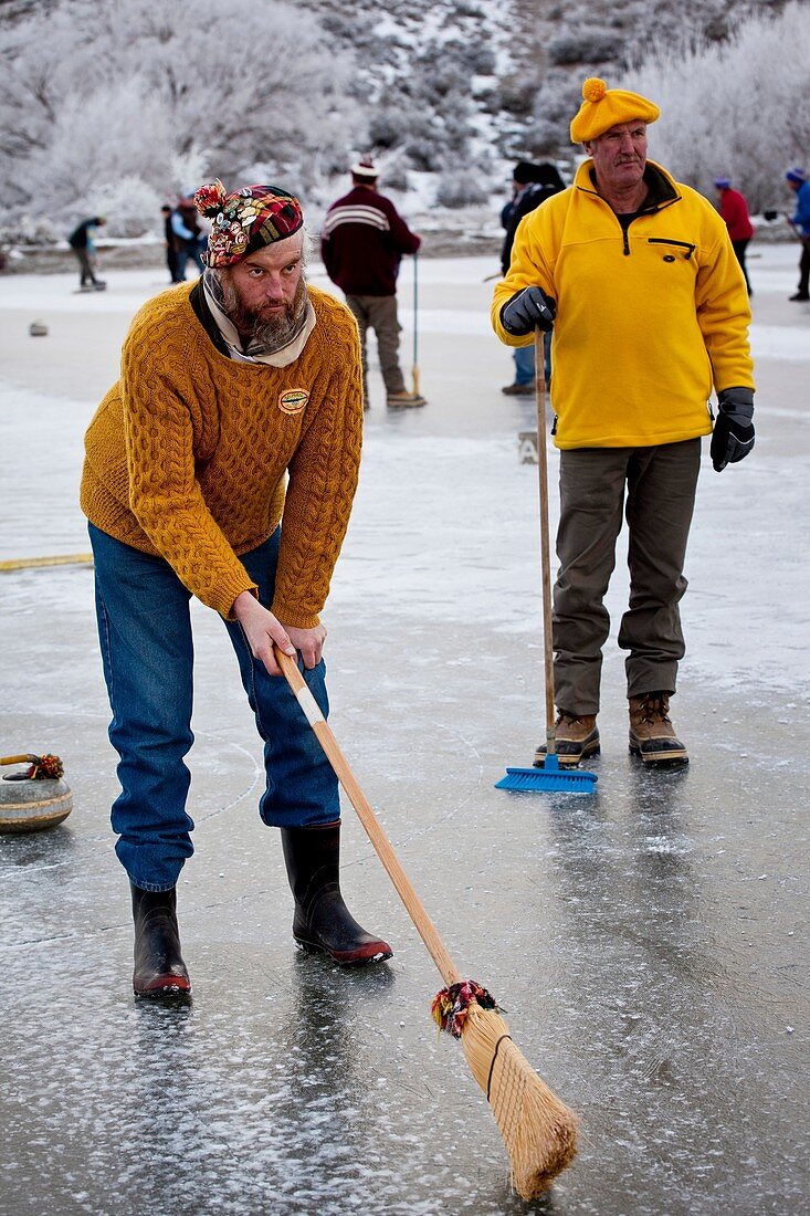 Bonspiel, national curling competition July 2010, Idaburn dam, Oturehua, Ida valley, Central Otago, New Zealand