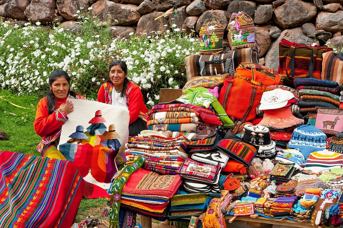 Ethnic Peruvian market at the sonesta Posada del Inca hotel in Yucay, Peru, South America