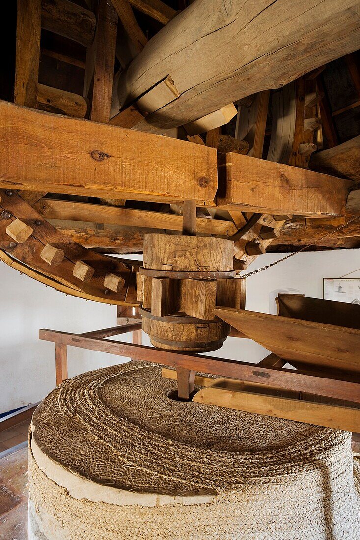 Wind mill mechanism, Consuegra, Toledo province, Castilla la Mancha, Spain