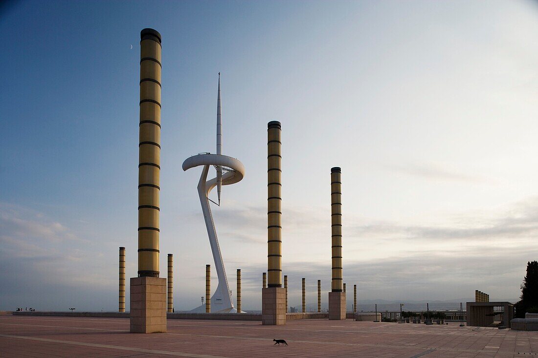 Communications Tower by Santiago Calatrava, Montjuich Olympic Stadium, Barcelona, Catalonia, Spain