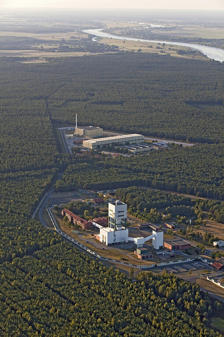 Aerial photo of the interim nuclear waste depot at Gorleben in Lower Saxony, Germany