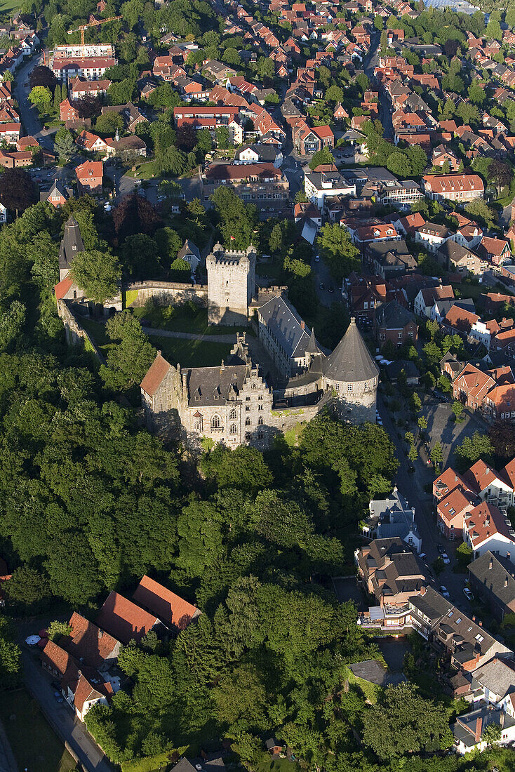 Aerial photo of Bentheim castle in Bad Bentheim, Lower Saxony, Germany