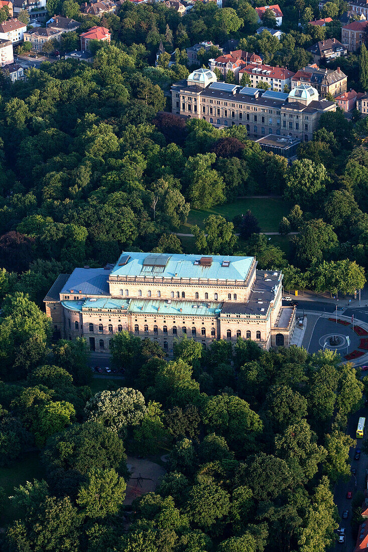 Aerial shot of State Theater and Herzog Anton Ulrich Museum, Brunswick, Lower Saxony, Germany
