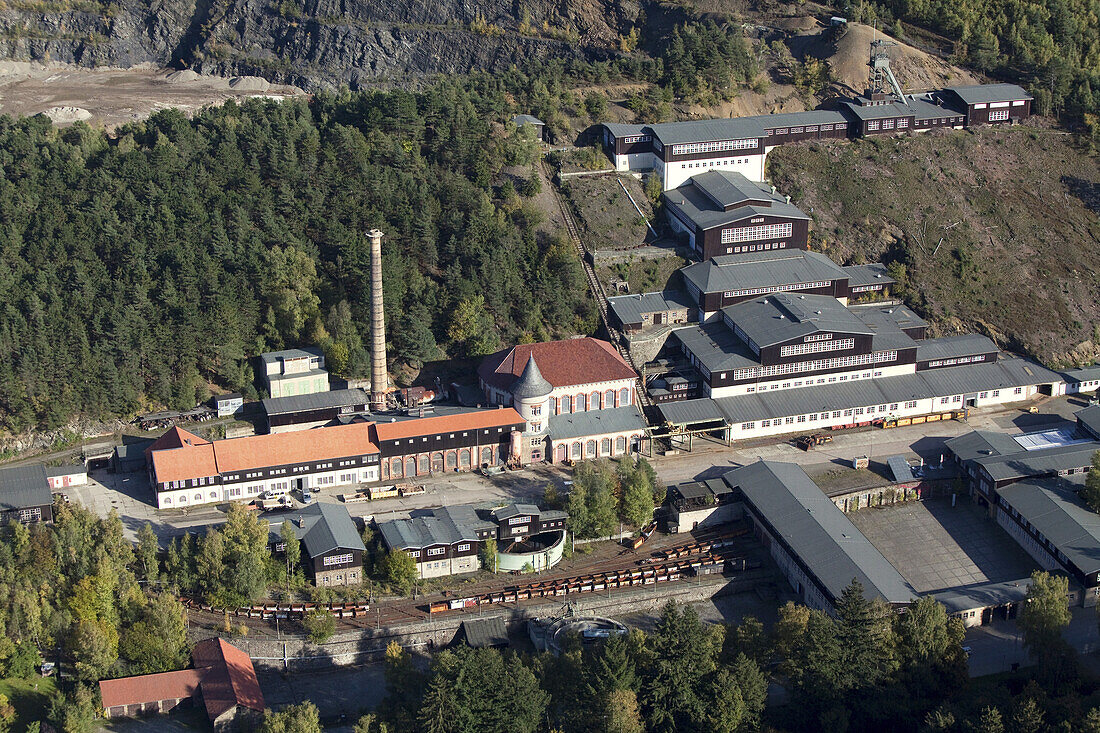 Aerial view of mining museum Rammelsberg, Goslar, Lower Saxony, Germany