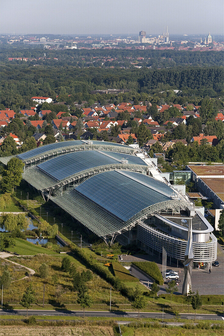 aerial of the Finanz_IT building at Kronsberg, Hannover, Lower Saxony, Germany