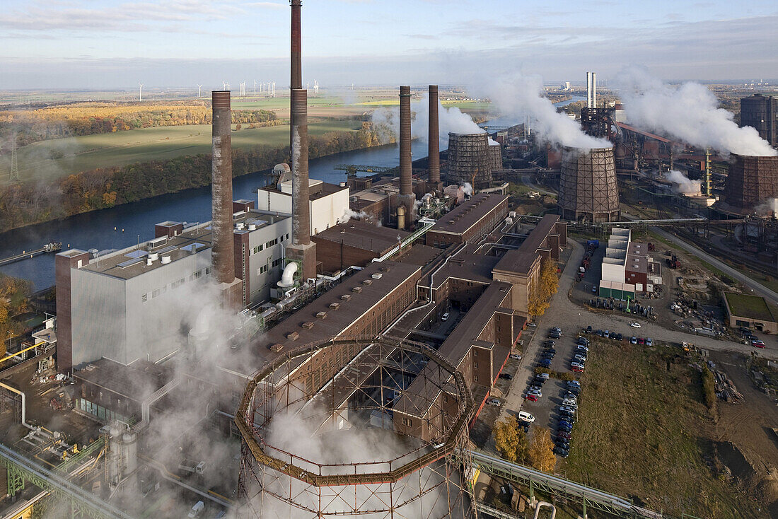 Luftbild, Stahlwerk Salzgitter AG am Stichkanal, Salzgitter, Niedersachsen, Deutschland