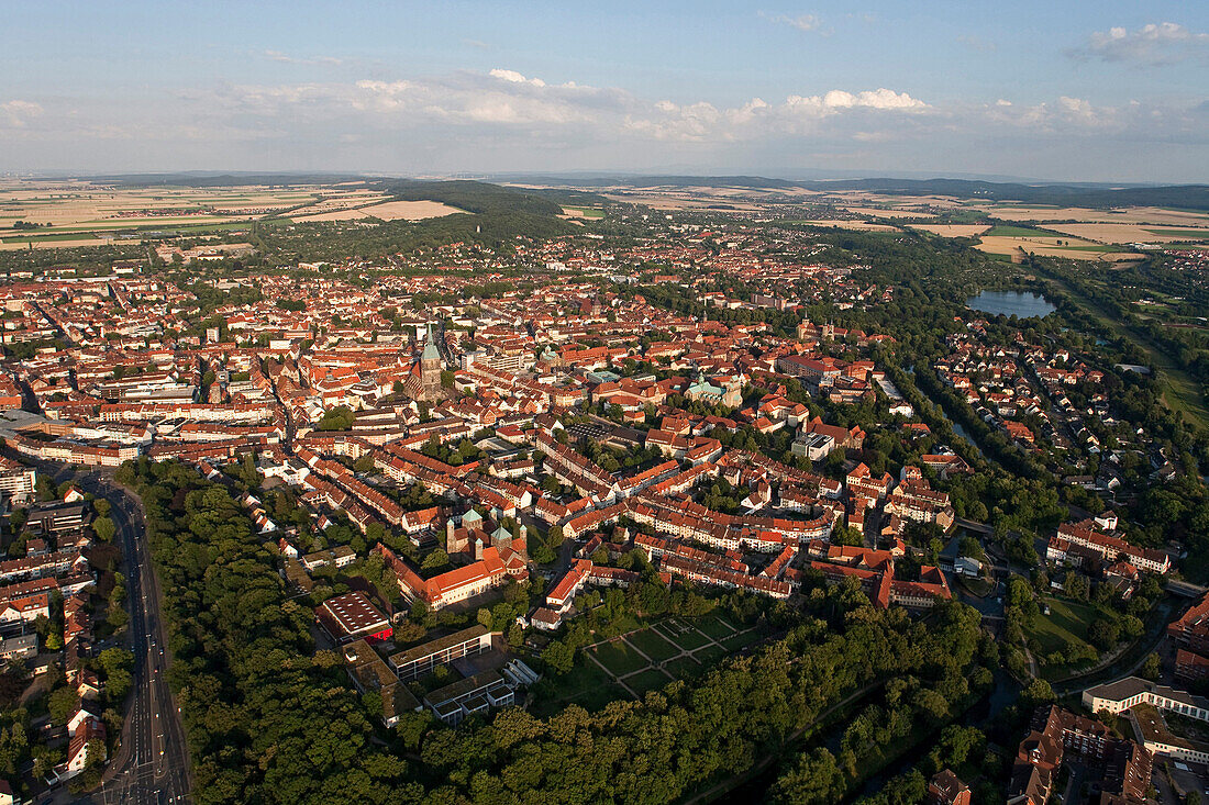 Aerial shot of Hildesheim, Lower Saxony, Germany