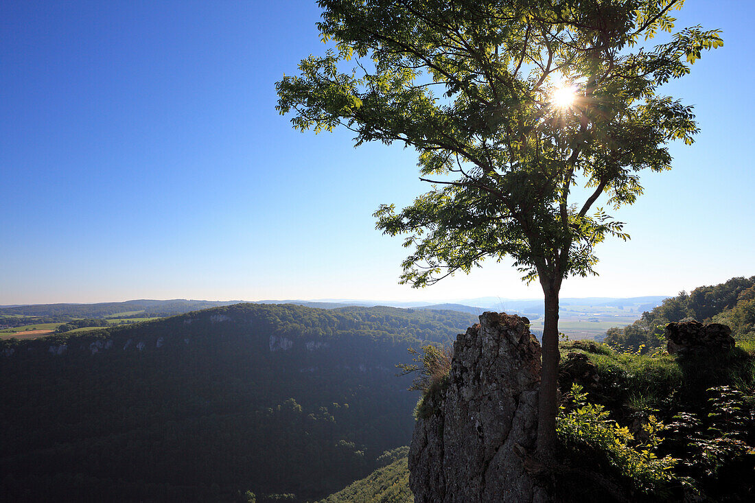 Limestone rocks near Lichtenstein, Swabian Alb, Baden-Wurttemberg, Germany