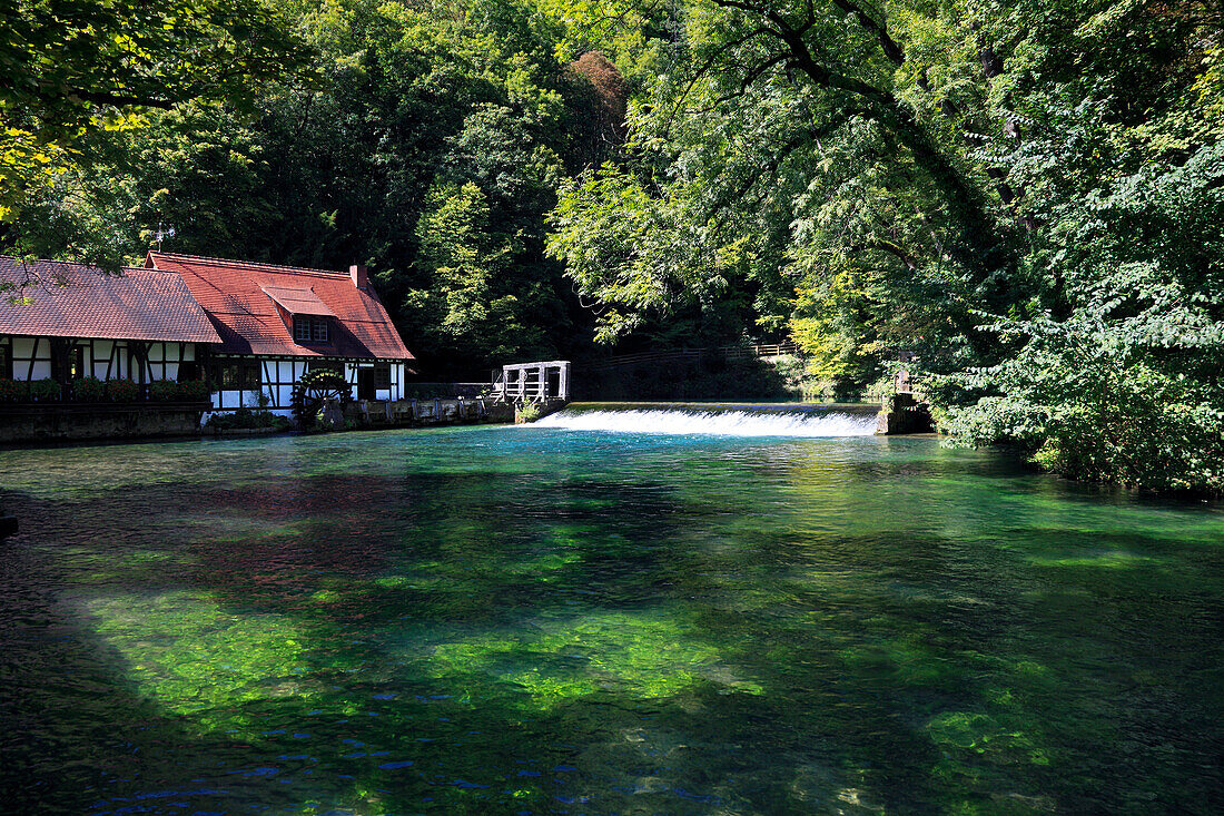 Mill at the Blautopf, near Blaubeuren, Swabian Alb, Baden-Wurttemberg, Germany