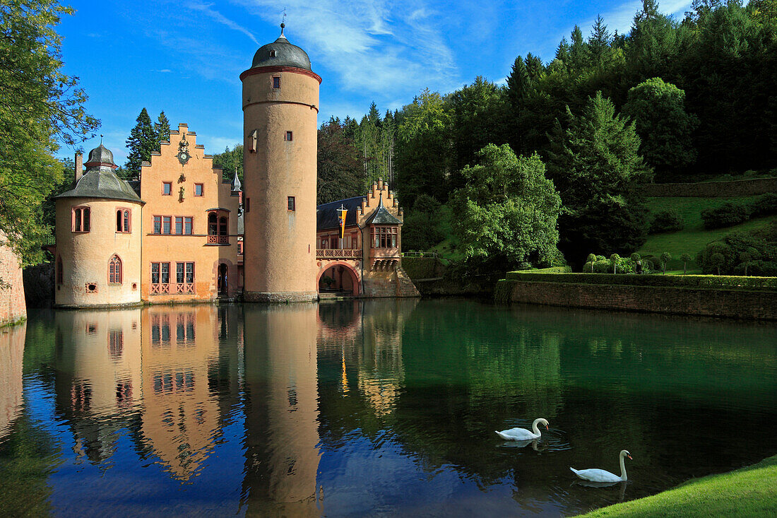 Mespelbrunn Castle, Mespelbrunn, Spessart, Franconia, Bavaria, Germany