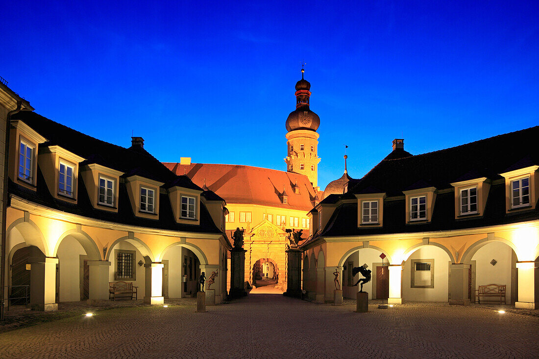 Entrance to castle, Weikersheim, Tauber valley, Baden-Wuerttemberg, Germany