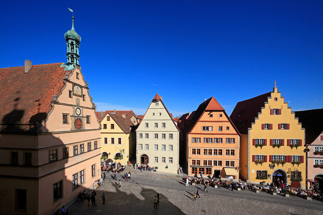 Blick auf die Ratstrinkstube am Marktplatz, Rothenburg ob der Tauber, Franken, Bayern, Deutschland
