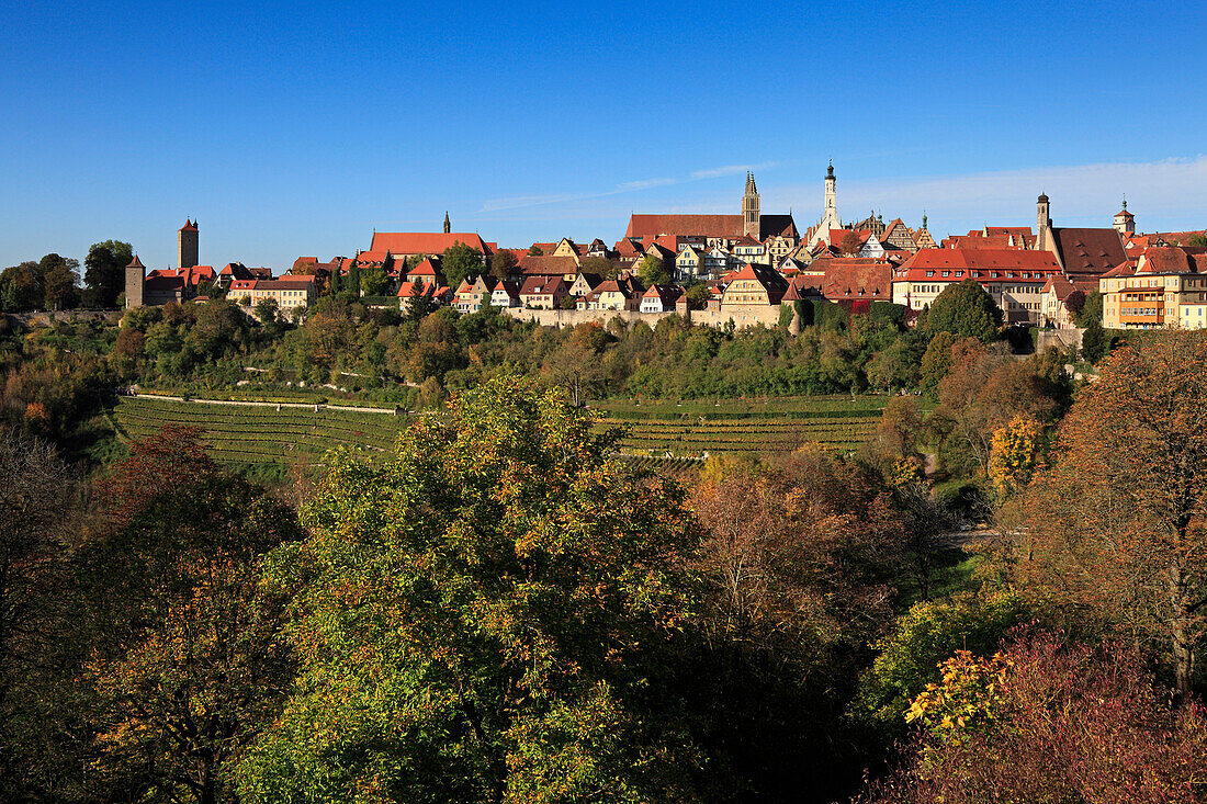 Stadtansicht, Rothenburg ob der Tauber, Franken, Bayern, Deutschland