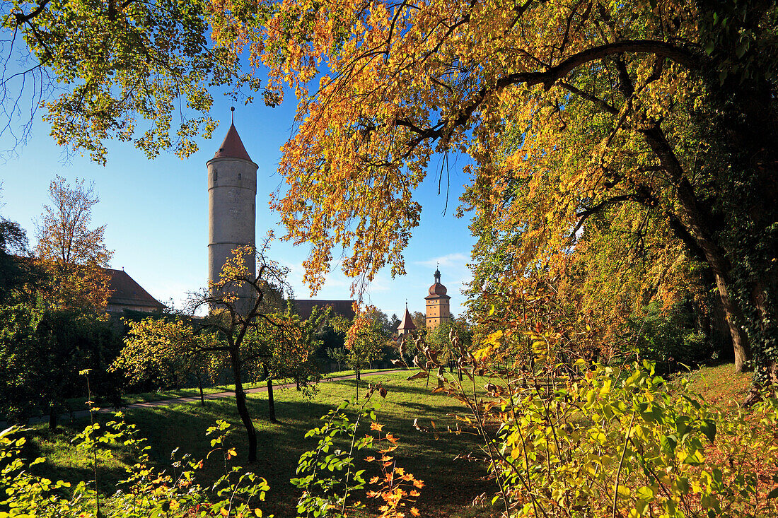 Gruen Tower and Segringer Gate, Dinkelsbuehl, Franconia, Bavaria, Germany