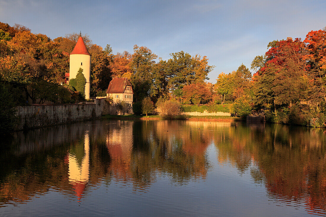 Weiher am Faulturm, Dinkelsbühl, Franken, Bayern, Deutschland