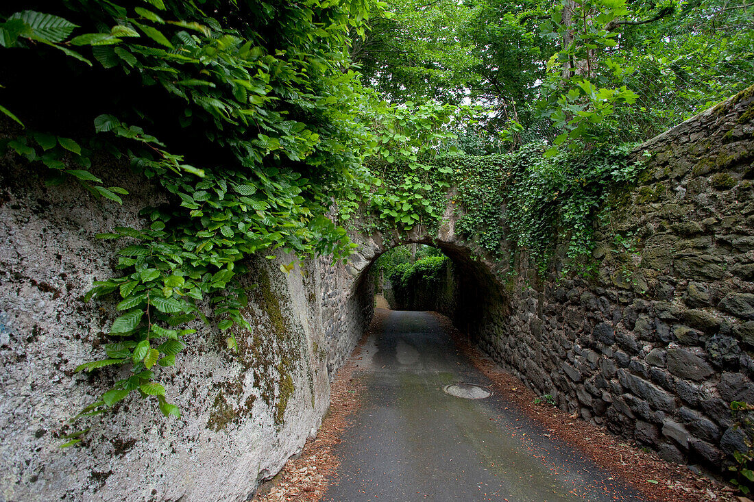 Menschenleere Gasse mit Tunnel, Le Puy-en-Velay, Haute Loire, Südfrankreich, Frankreich, Europa