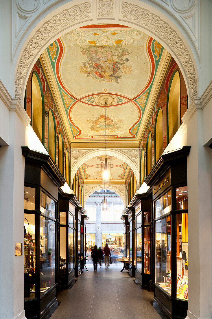 Mellin-Passage, Hamburg oldest and smallest passage with Art Nouveau painting on the ceiling,  Hanseatic city of Hamburg, Germany, Europe