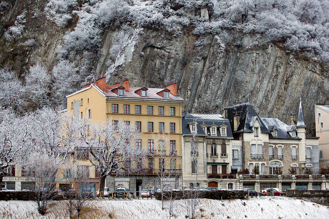 Quai De France along the Isere River after Snowstorm. Winter. Grenoble. Isère. French Alps. France.