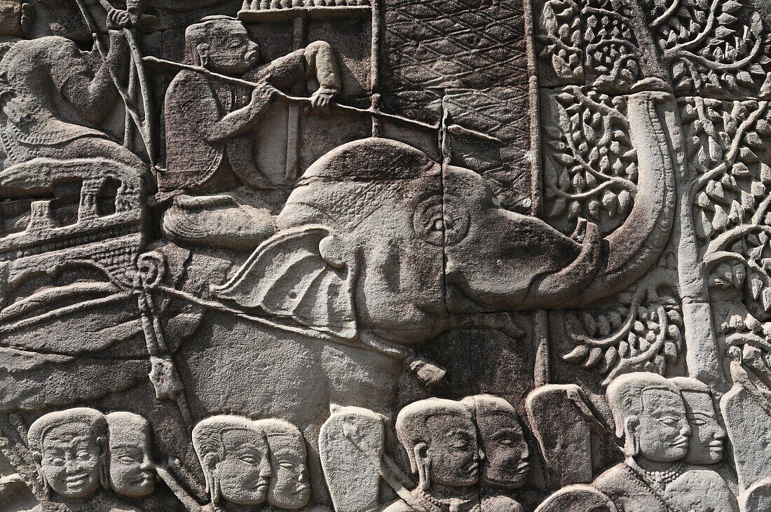 Relief of a Story from Ramajana at Angkor Thom