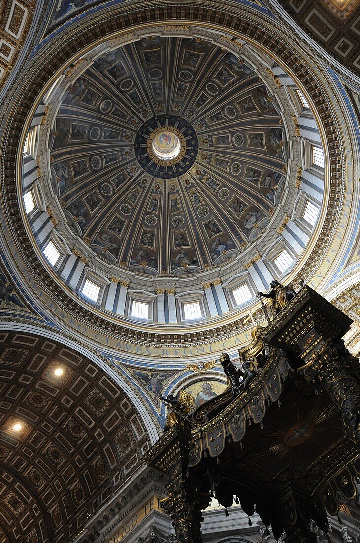 Dome of St. Peter's Basilica in Rome from the inside