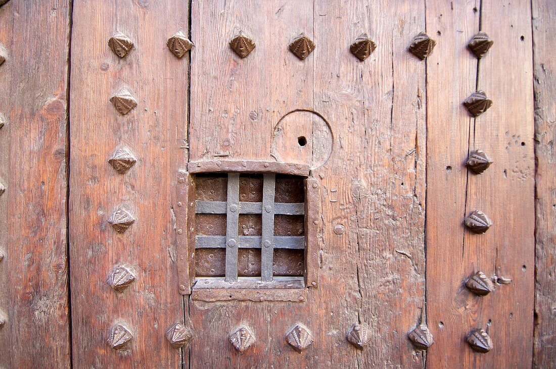 Detail of romanesque door Almoina, XIII century, in the cathedral of Valencia, Spain