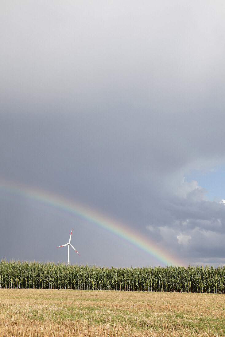 Wind turbine, Biebelried, Lower Franconia, Bavaria, Germany