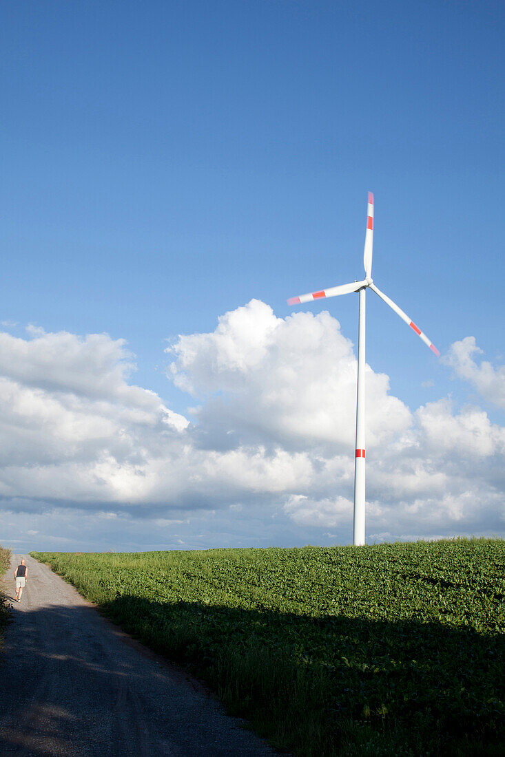 Windkraftanlage, Biebelried, Unterfranken, Bayern, Deutschland