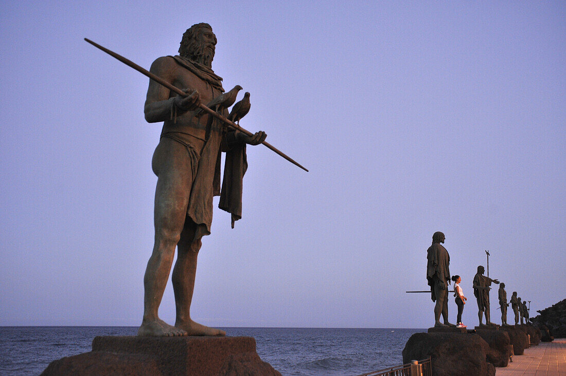 Statues of Guanches, aboriginal inhabitants of the Canary Islands, Candelaria, Tenerife, Canary Islands, Spain