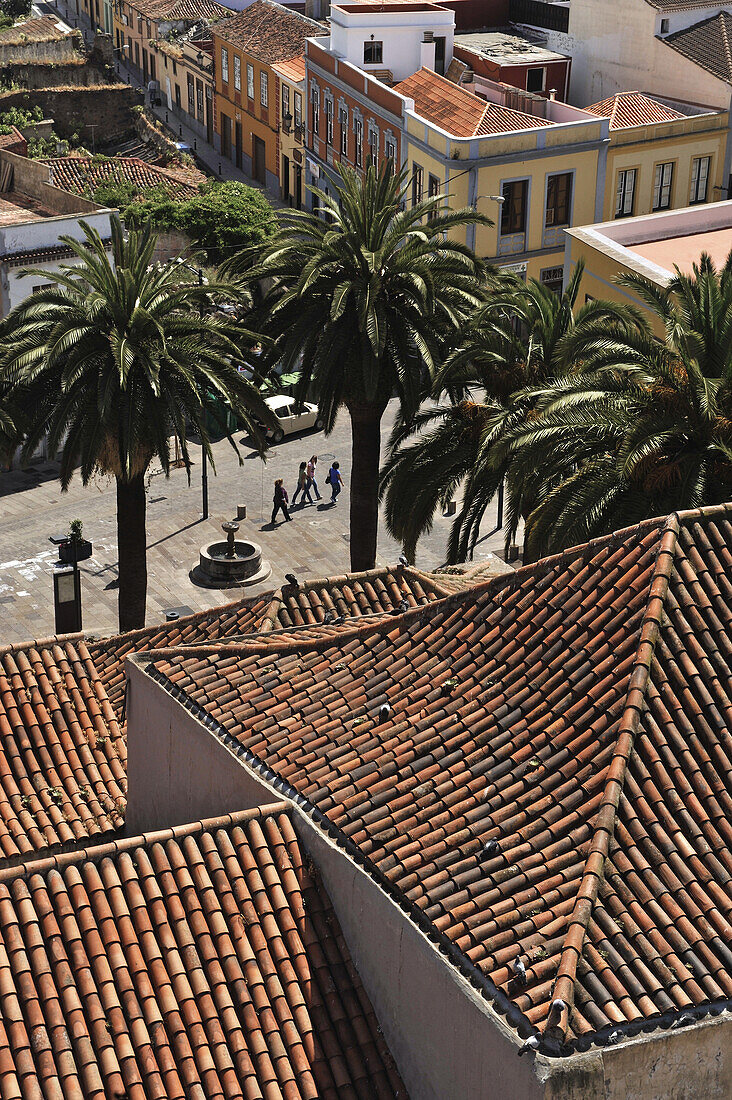 View from the tower of Iglesia de la Conception on the old town,San Cristobal de la Laguna, Tenerife, Canary Islands, Spain