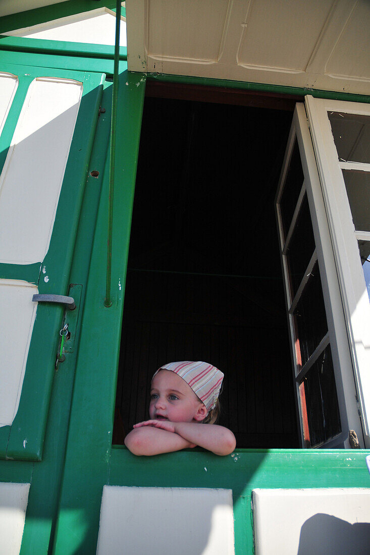 Little Girl And A Beach Hut, Somme (80), Picardy, France