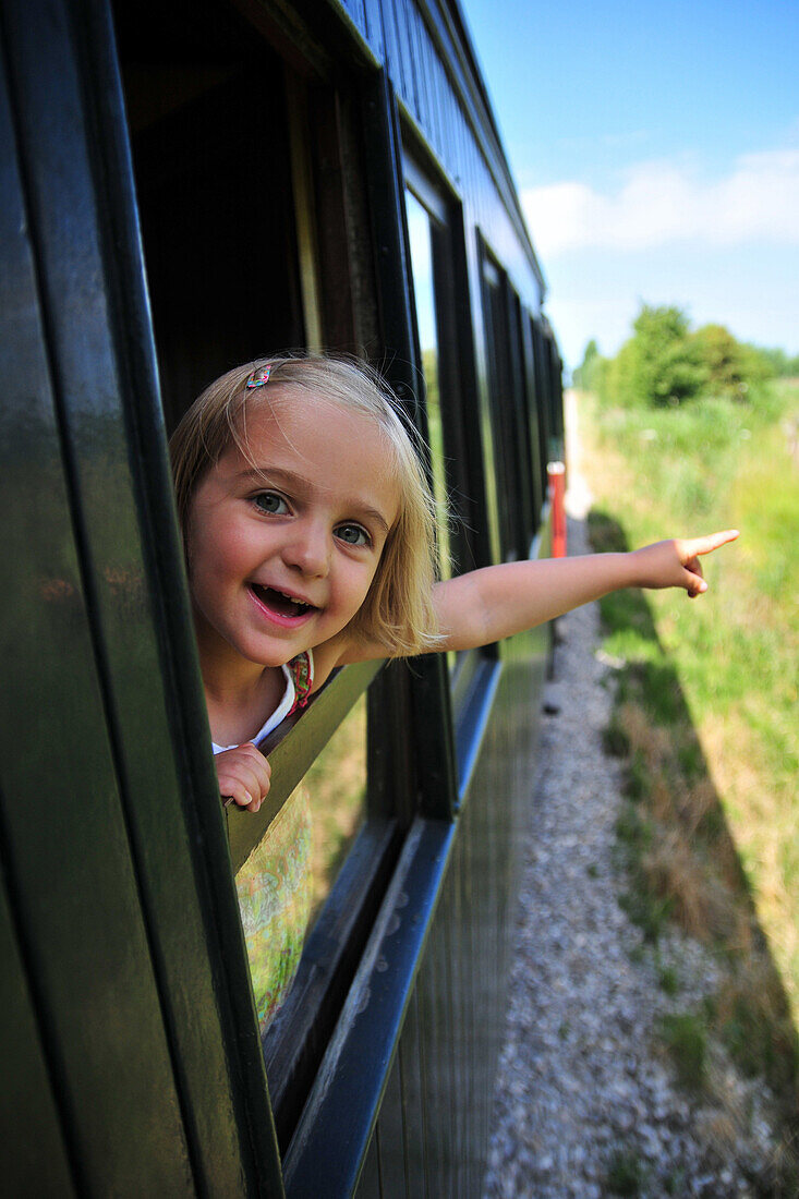 Little Girl In A Steam Train, Somme (80), Picardy, France