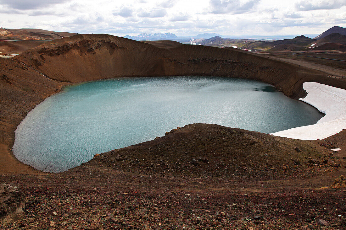 View Of The Viti Crater Near The Geothermal Energy Plant, Geothermal Zone Of Namafjall With Colorful Volcanic Deposits, A Veritable Maze Of Solfatara And Boiling Mud Springs, Region Of Lake Myvatn, Northern Iceland, Europe, Iceland