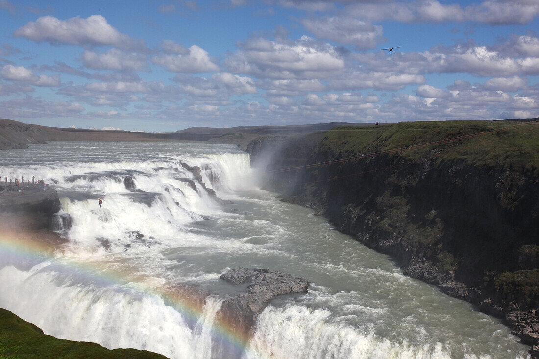 Rainbow Over A Waterfall, Gullfoss Waterfall, Golden Falls, Golden Circle, Southern Iceland, Europe, Iceland