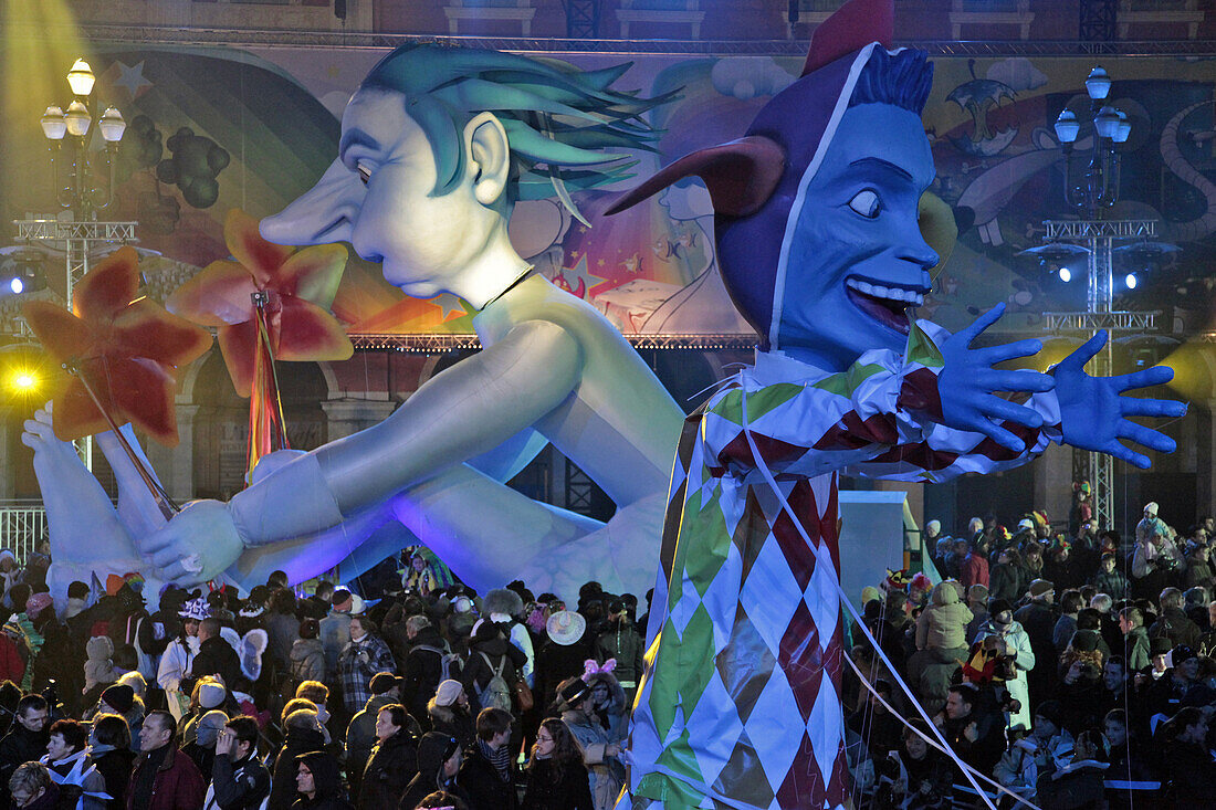 Parade Of Floats And Carnivalesque Characters On The Place Massena, Carnival Of Nice, Alpes-Maritimes (06), France